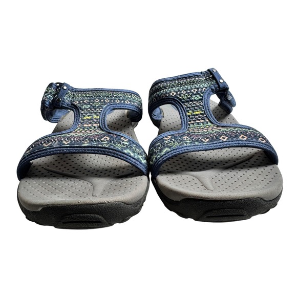 Skechers Slides Reggae Outdoor Lifestyle Womens 8 Navy Blue Slip On Sandals - Picture 2 of 9